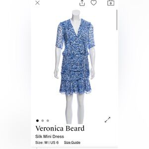 Veronica Beard Rouched Waist Mini Dress Blue Print